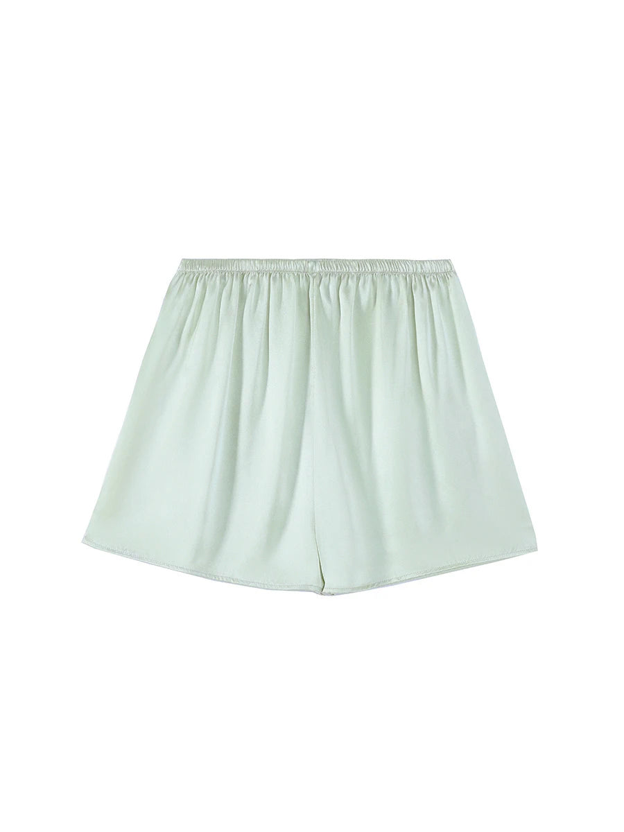 SuyaDream, Woman 100%Real Silk Shorts, 19mm, Elastic Waist, Comfortable Healthy Home Shorts, 2024 Spring Summer Pants, White