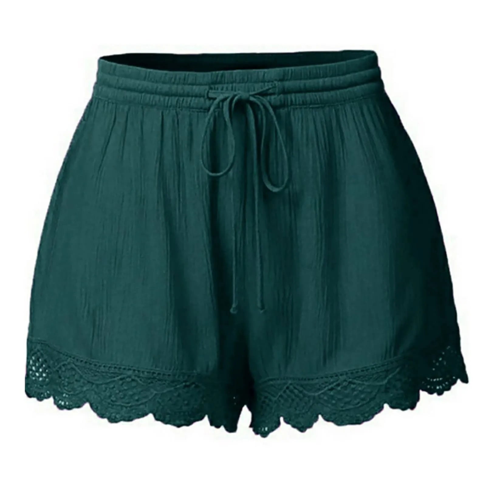 Women Lace Up Shorts Summer Casual Elastic Waist Wide Leg Sweat Fitness Running Short 2024 High Quality Thick Fabric Mini Shorts