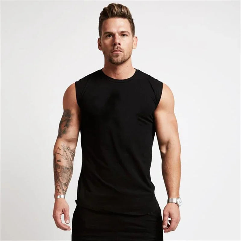 Summer Compression Gym Tank Top Men Cotton Bodybuilding Fitness Sleeveless T Shirt Workout Clothing Mens Sportswear Muscle Vests