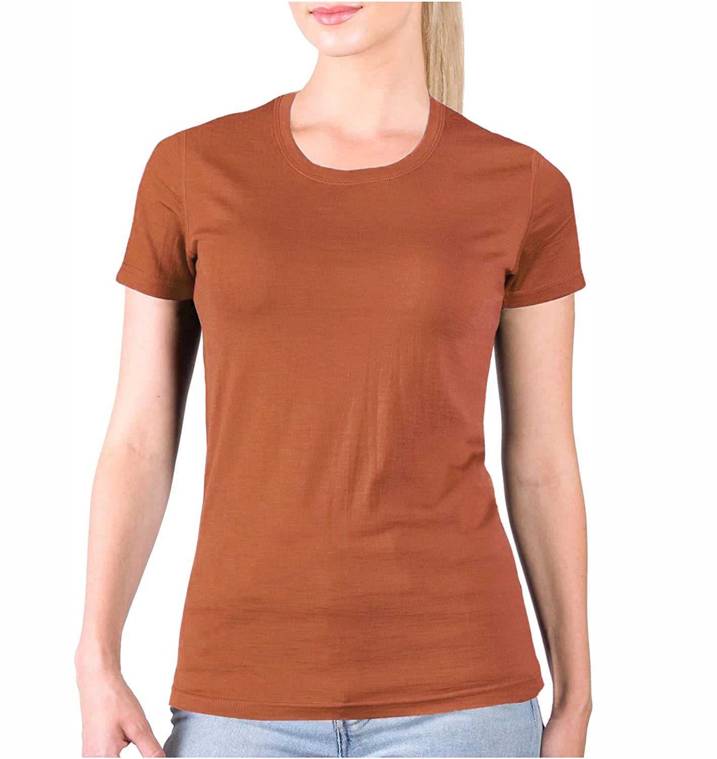 100% Merino Wool T Shirt Women Merino Wool 160G Lightweight Tech Tee Crew Neck Base Layer Women Undershirt Wicking Breathable