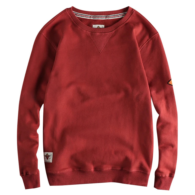 Spring American Retro Sleeve Applique Badge Sweatshirts Men's Fashion 100% Cotton Washed Hoodies Casual High Quality Pullovers