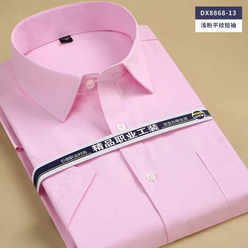 6XL7XL8XL men's short-sleeved shirt Spring/Summer thin Business casual high quality no-iron fashion cotton plus-size solid color
