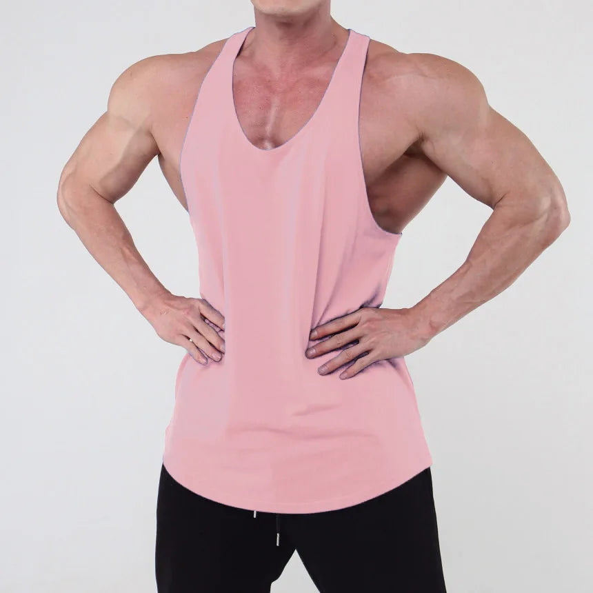 Sports Vest Men's Summer Solid Color All-Match Sleeveless I-Shaped Running Training Clothes Customized With Your Favorite LOGO