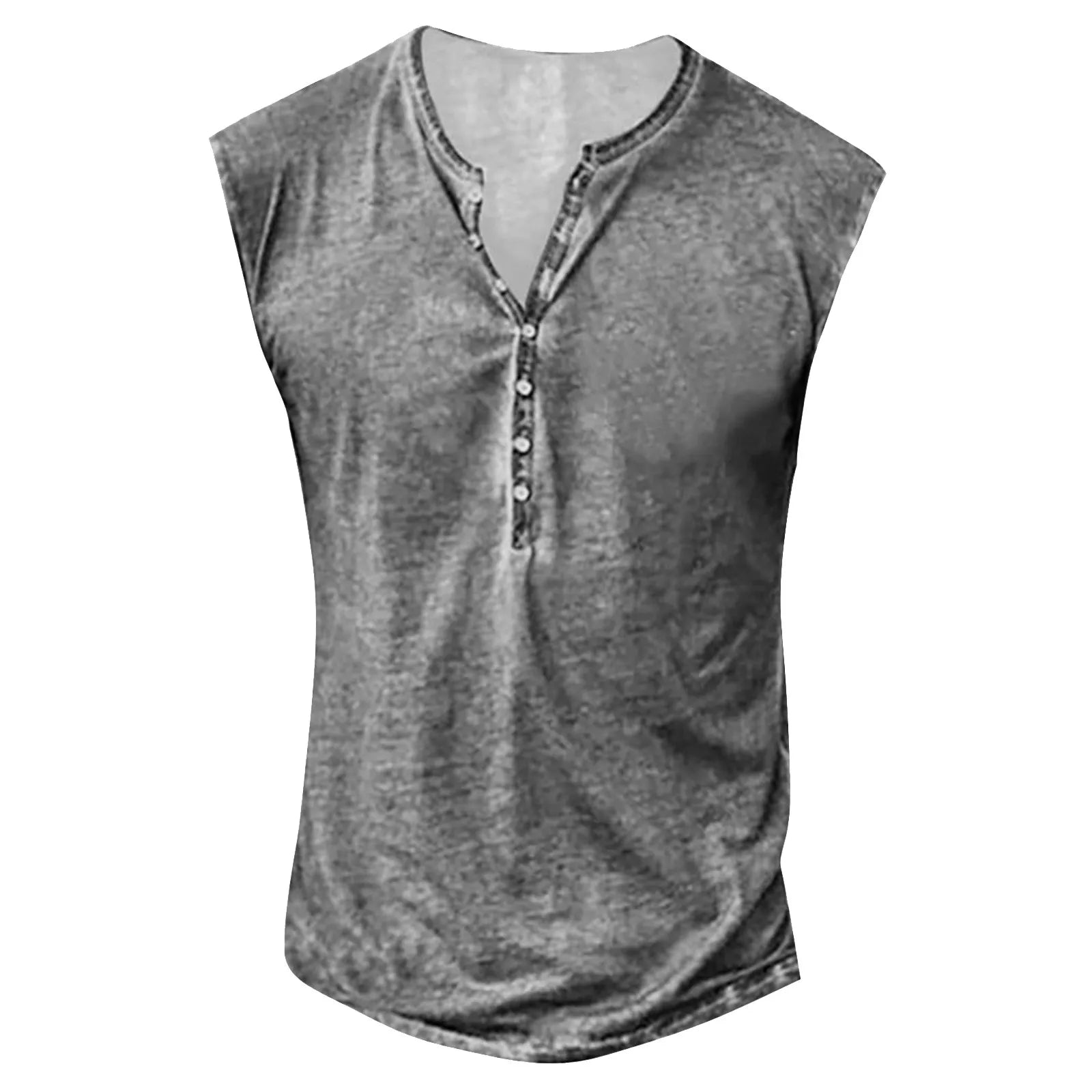 Men’s Summer Washed Fabric Surf Beach Cool Top Large Size Casual Breathable Sleeveless Top Loose Printed Tank Top With Buttons