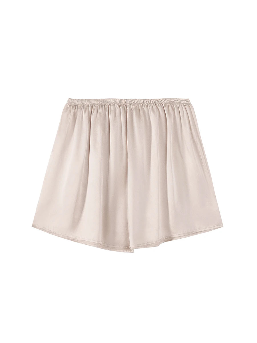 SuyaDream, Woman 100%Real Silk Shorts, 19mm, Elastic Waist, Comfortable Healthy Home Shorts, 2024 Spring Summer Pants, White