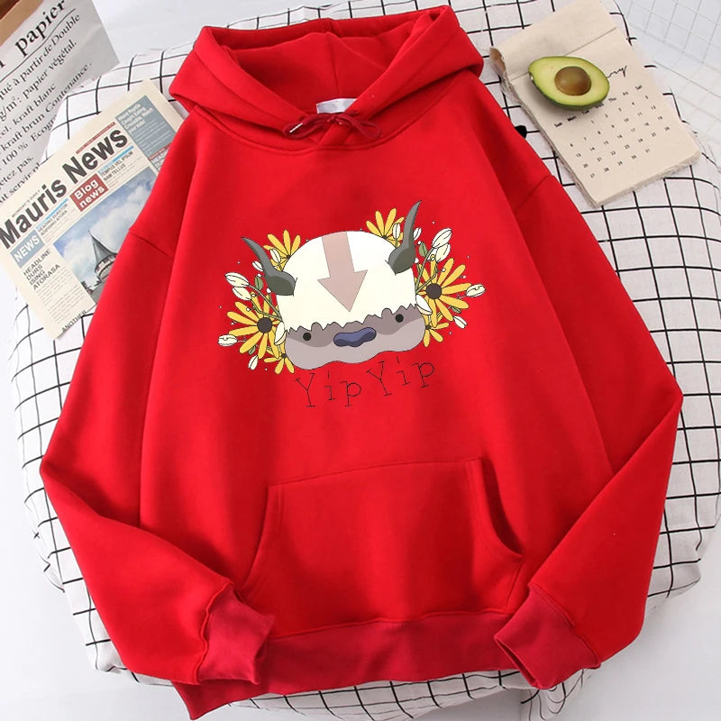 Harajuku Anime Avatar The Last Airbender Hoodies Sweatshirt Men Women Fashion Cartoon Appa Print Winter Casual Loose Men Hoody