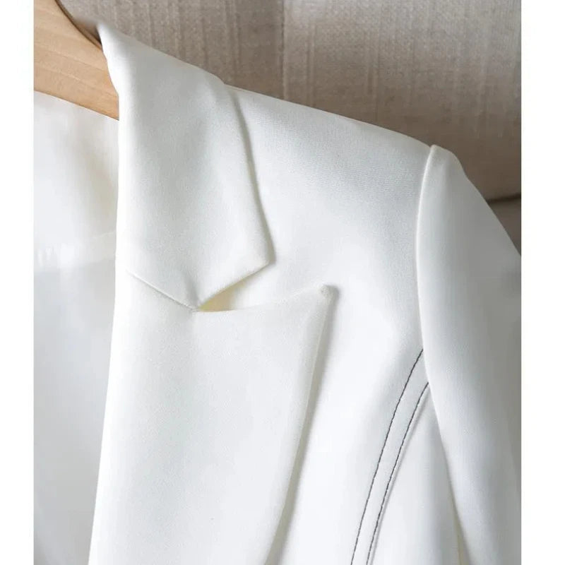 Black Blazers Women's Professional Suit Western-style OL Suits Top Exposed Line Decoration Temperament Slim Fit Line Jacket