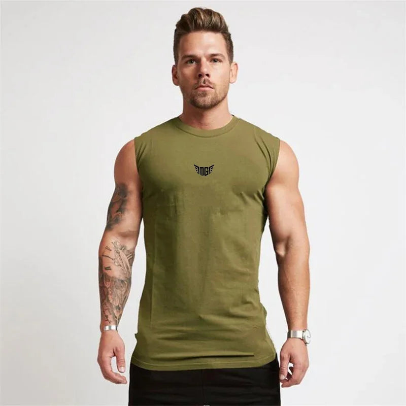 Summer Compression Gym Tank Top Men Cotton Bodybuilding Fitness Sleeveless T Shirt Workout Clothing Mens Sportswear Muscle Vests