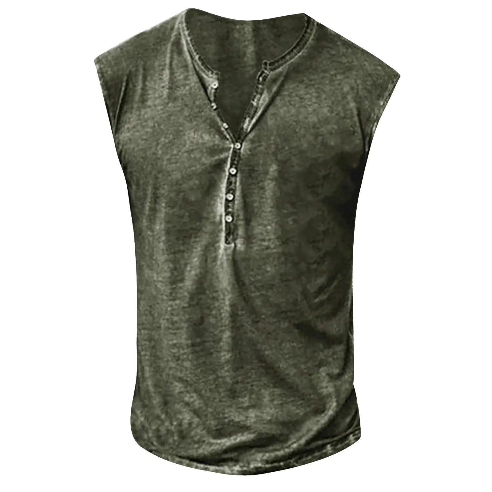 Men’s Summer Washed Fabric Surf Beach Cool Top Large Size Casual Breathable Sleeveless Top Loose Printed Tank Top With Buttons