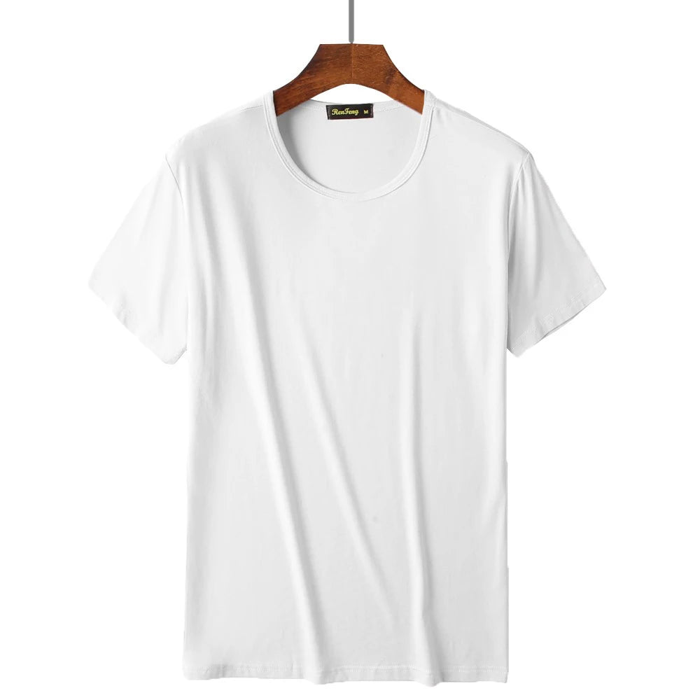 2 PCS Bamboo Fiber Viscose T Shirt For Men Short Sleeve Summer Breathable Tops Tees Plus Size Slim Fit Men's Clothing Running XL