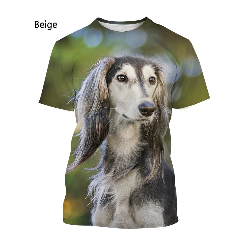 New Fashion Animal Greyhound 3D Printing T-shirt Men's and Women's Summer Casual Short-sleeved Round Neck Dog Shirt Tops