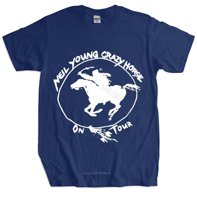 Mens luxury cotton T shirt cotton casual tshirt Neil Young Crazy Horse Zum unisex tee-shirt women top tees