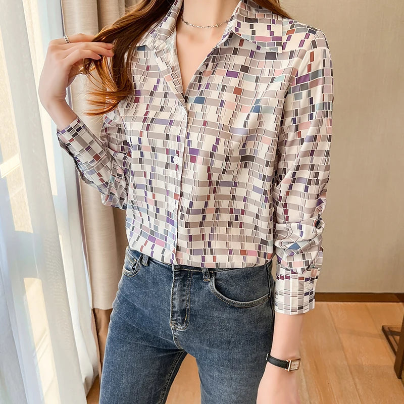 Fashion ladies shirts New elegant Women Blouses Long Sleeve Button-Down Tops blusa mujer