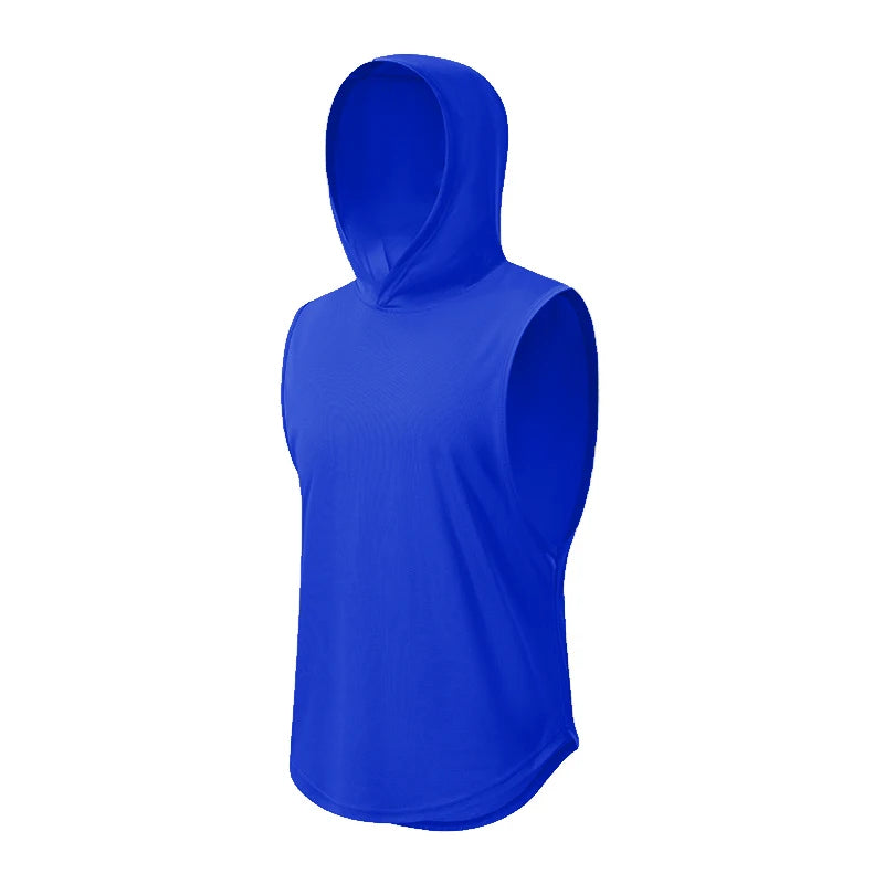 Plain Fitness Hooded Tank Top Mens Summer Solid Muslce Shirt Hoodies Cotton Blank Bodybuilding Sleeveless Vest Workout Singlets