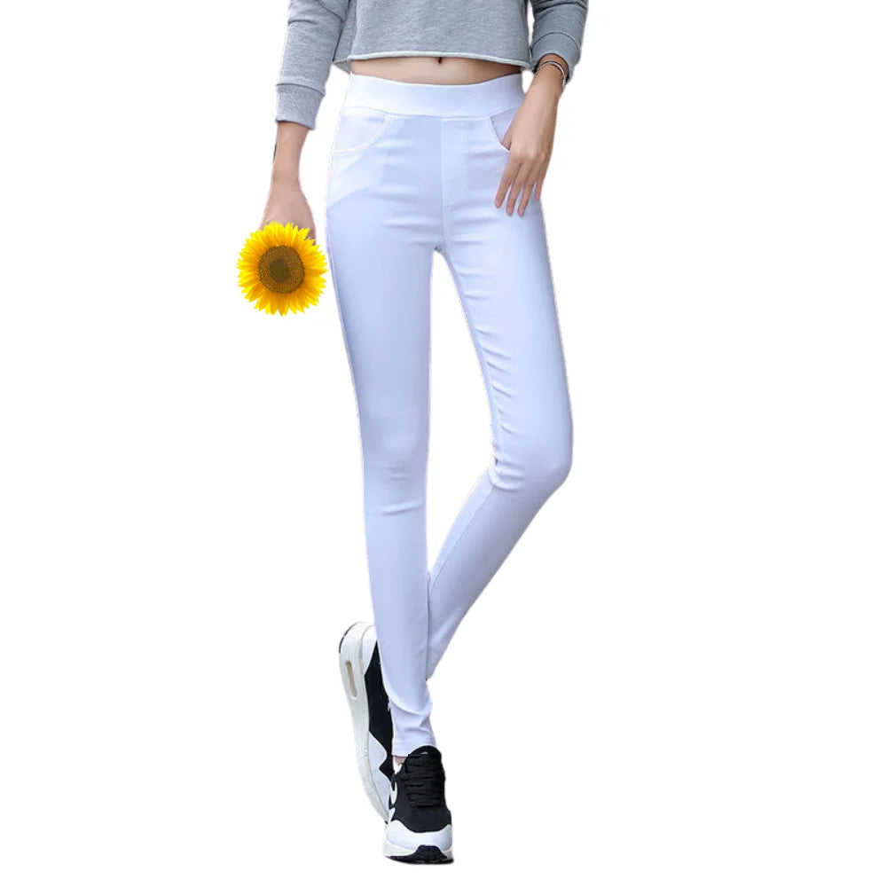 High Elastic Pants Womens  Pencil Push Up Butt Lifting Straight Comfort Korean Style XL Good Stretchy Trouses