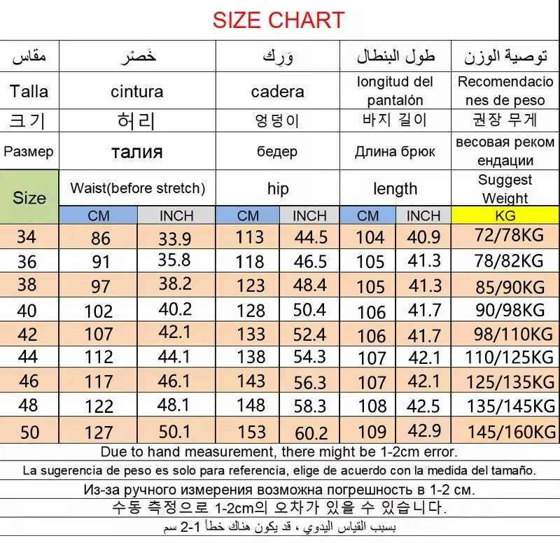 34-50 Sizes Men's Stretch Jeans Straight Leg Denim Pants Extended Sizing Blue/Black Streetwear Relaxed Fit for Work & Casual