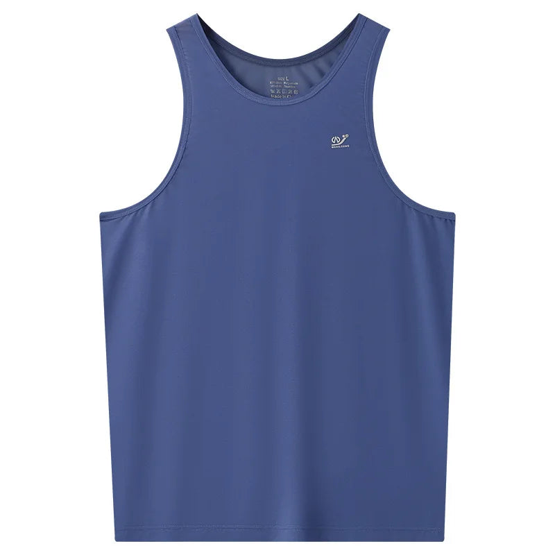 Summer Sports Vest Men Breathable Tank Tops Cool Ice Silk Sleeveless T-shirts Quick Drying Undershirts Male Gym Fitness Singlet