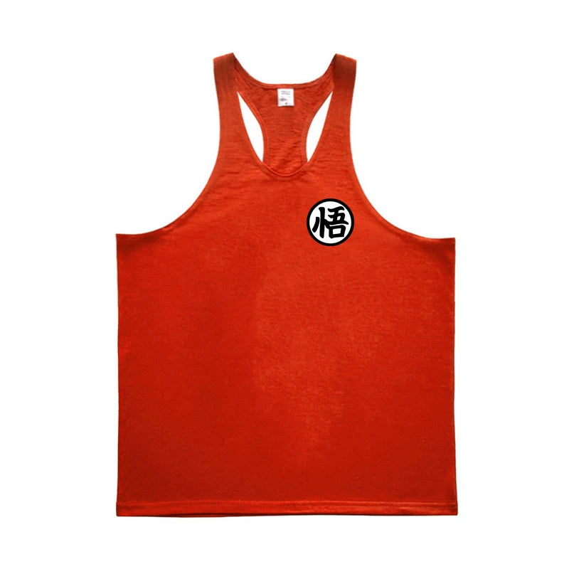Profession Bodybuilding Stringer Tank Tops Mens Japanese Anime Logo Wu Font Printing Y Back Fitness Gym Clothing Muscle Singlets