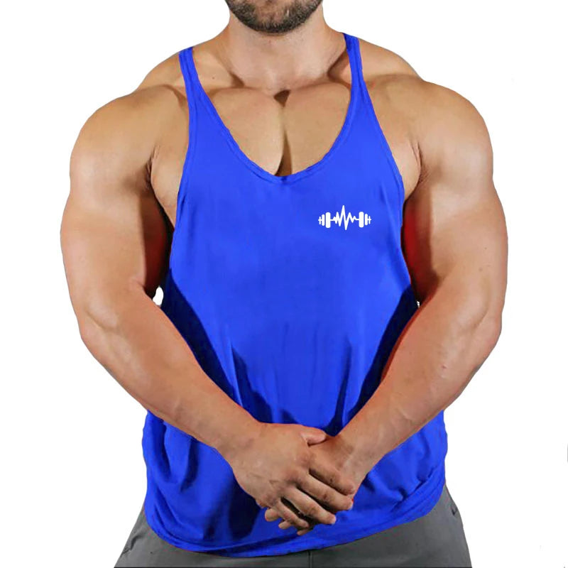 Brand Gym Stringer Tank Top Men Bodybuilding Clothing Cotton Sleeveless Shirt Man Fitness Vest Singlet Sportwear Workout Tanktop