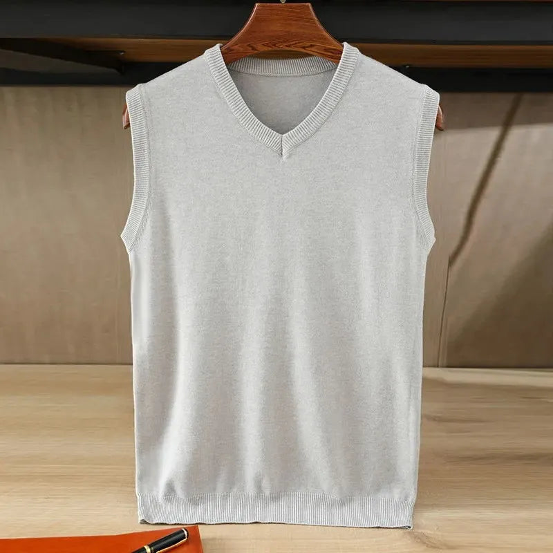 100% Soft Cashmere Sleeveless Cashmere Vest Men Work Sweater Solid Color Knitted Male Waistcoat High Quality New Spring Autumn