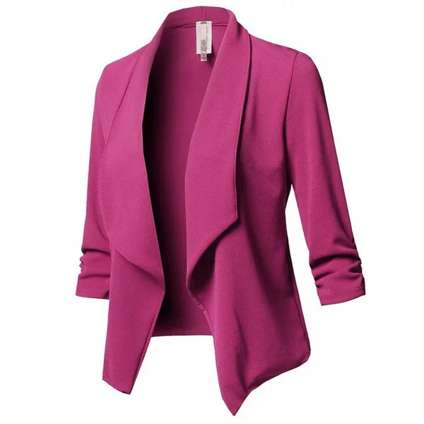 Women Solid Folds PU Leather Button Turn Down Collar Bodycon Working Black Blouse Tops