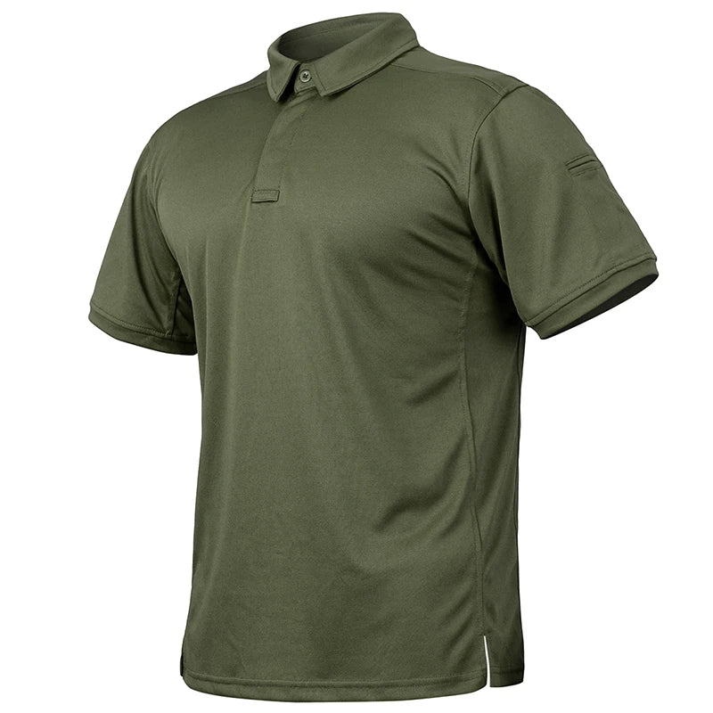 Men's Short Sleeve Tactical Shirt Casual Performance Lightweight Polo Shirt Summer Outdoor Fishing Hiking Golf Shirt USA Size