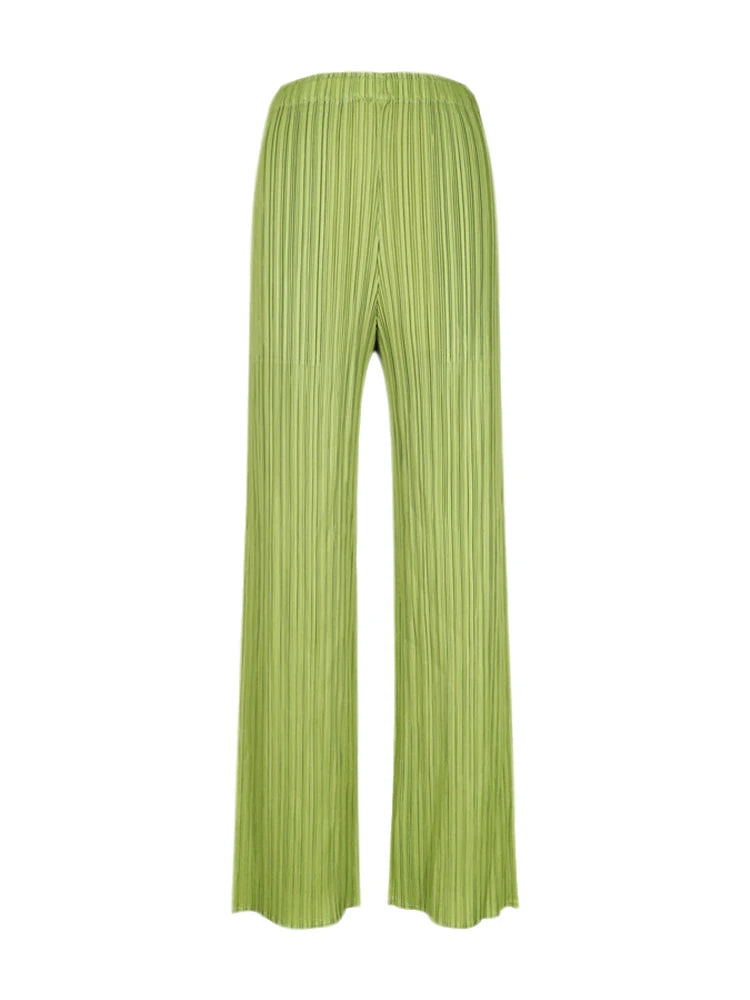 Spring Summer Autumn Women's Casual Elegant Miyake Designer Classical Loose Straight Pleated Pants High Waist Trousers In Stock