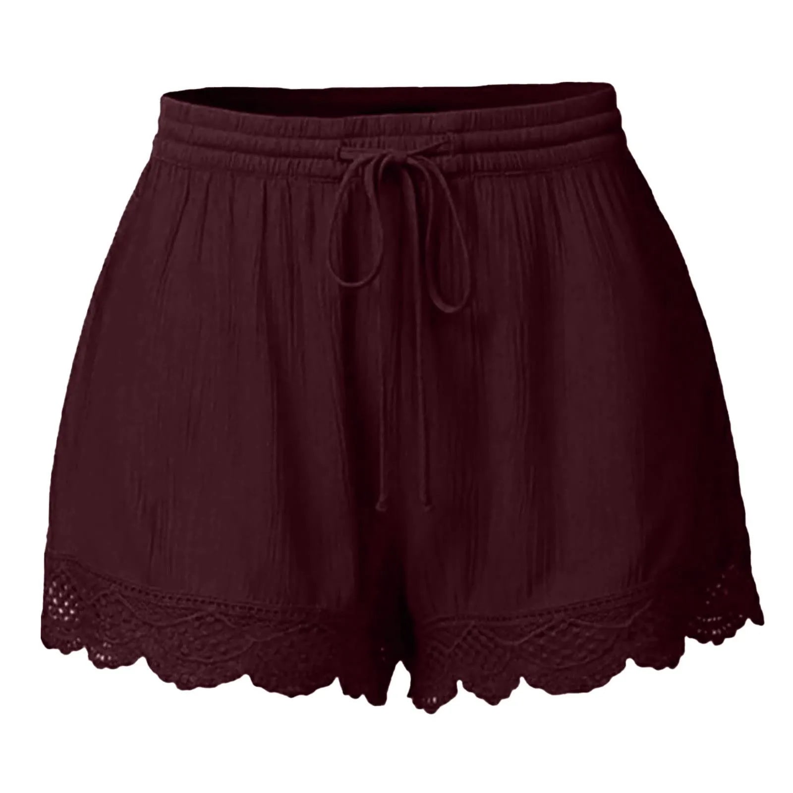 Women Lace Up Shorts Summer Casual Elastic Waist Wide Leg Sweat Fitness Running Short 2024 High Quality Thick Fabric Mini Shorts