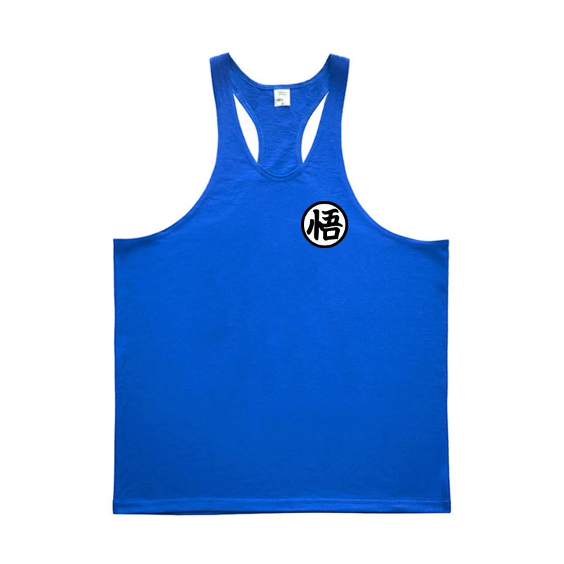 Profession Bodybuilding Stringer Tank Tops Mens Japanese Anime Logo Wu Font Printing Y Back Fitness Gym Clothing Muscle Singlets