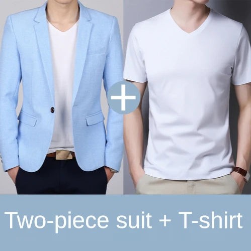 High-quality Casual Suit Men's Jacket Single-piece Korean Style Trendy Plaid Small Suit Young Men's Slim Single-breasted Blazer