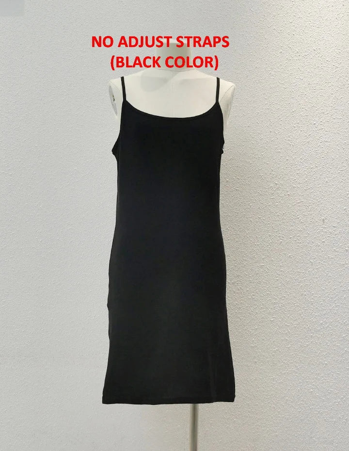H80&S90 Women Sleeveless Lining Dress Adjust Slip Straps Photo Solid Color O-Neck Bodycon Camislole Vest Swim Sleep Underdress