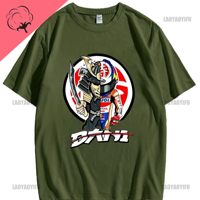 T-Shirt Men Harajuku Streetwear Dani Pedrosa Official Samurai T Shirt Printed T-Shirt Boys Top Cotton Tee Fashion