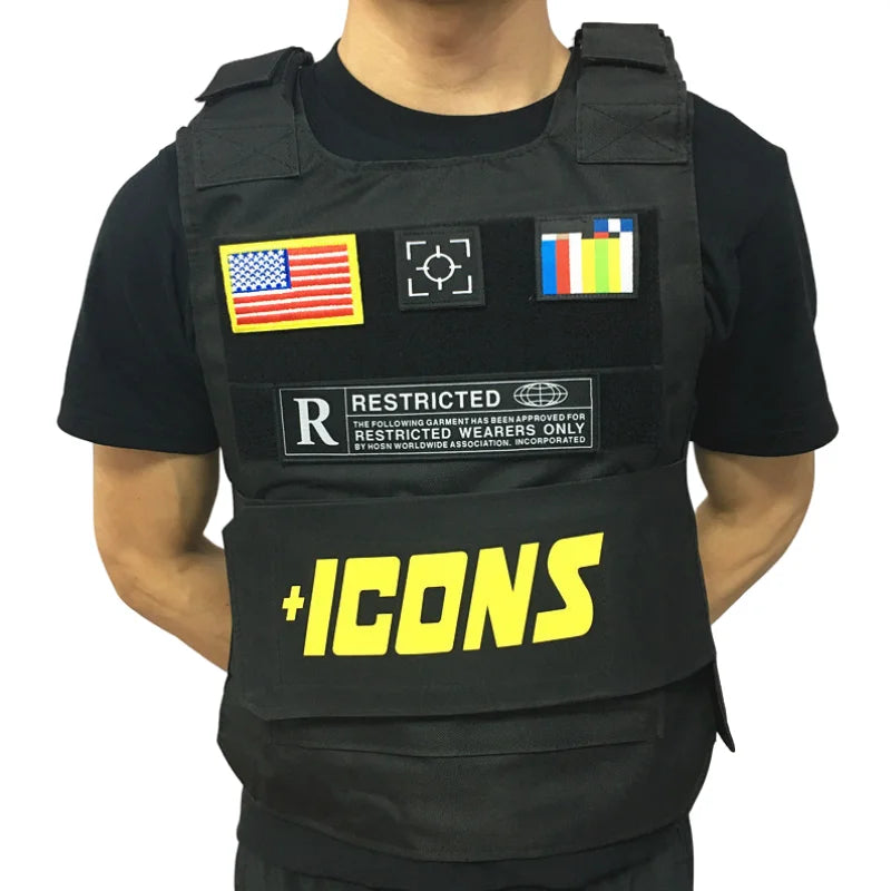 Hot Selling ICONS Oxford Casual Street Vest Sleeveless Men Multifunctional Singlet Adjustable Tactical Vest For Fishing Training