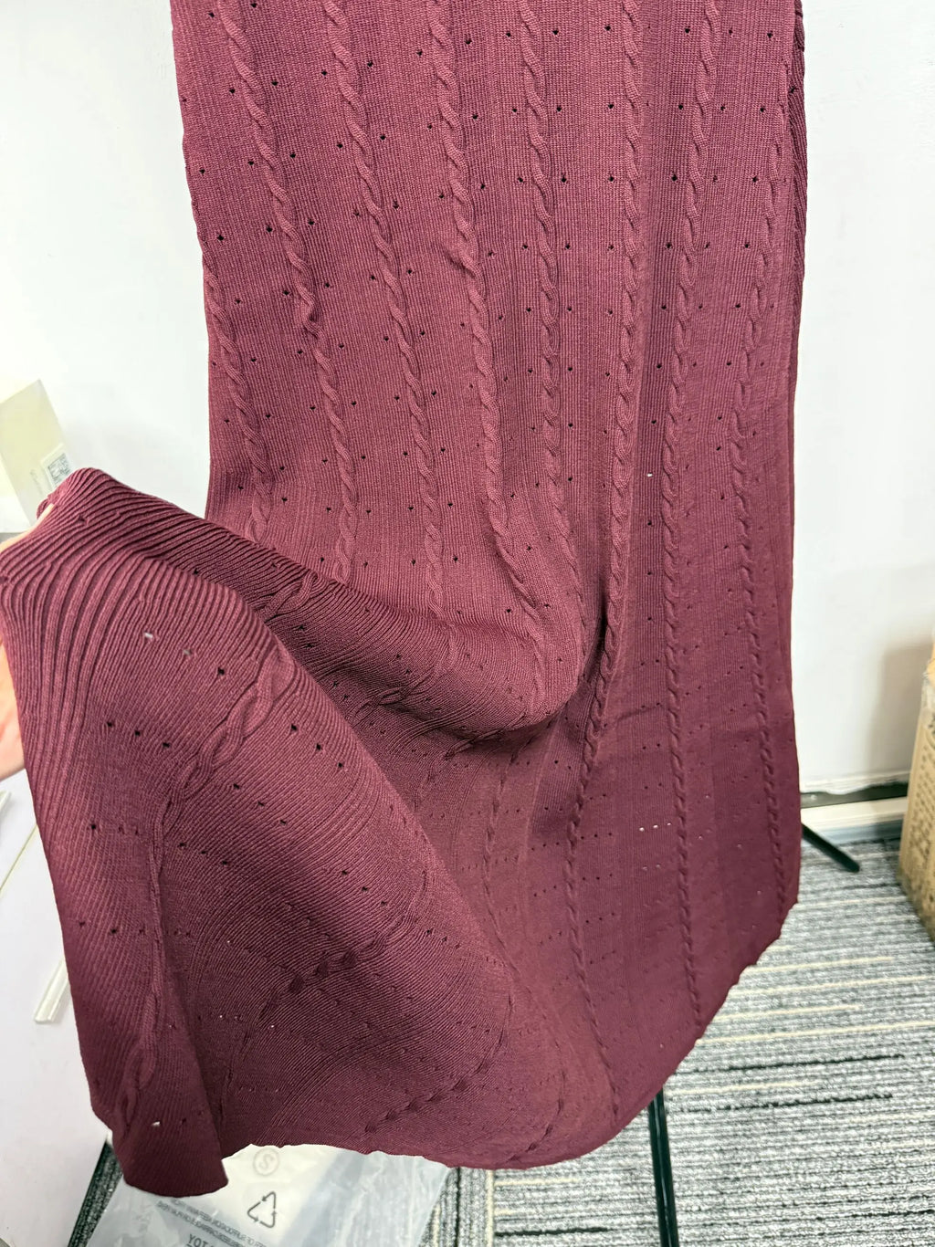 Women O-Neck White Knit Thread Mid-Length Dress Summer 2024 New Elegant Lady Ruffled Sleeve Single Breasted Slim Long Robe