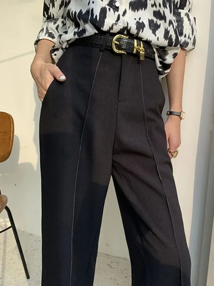 New Women's Summer Pants Solid Casual Loose High Waisted Wide Leg Pants Women Street Fashion White Trousers Elegant Pants Female