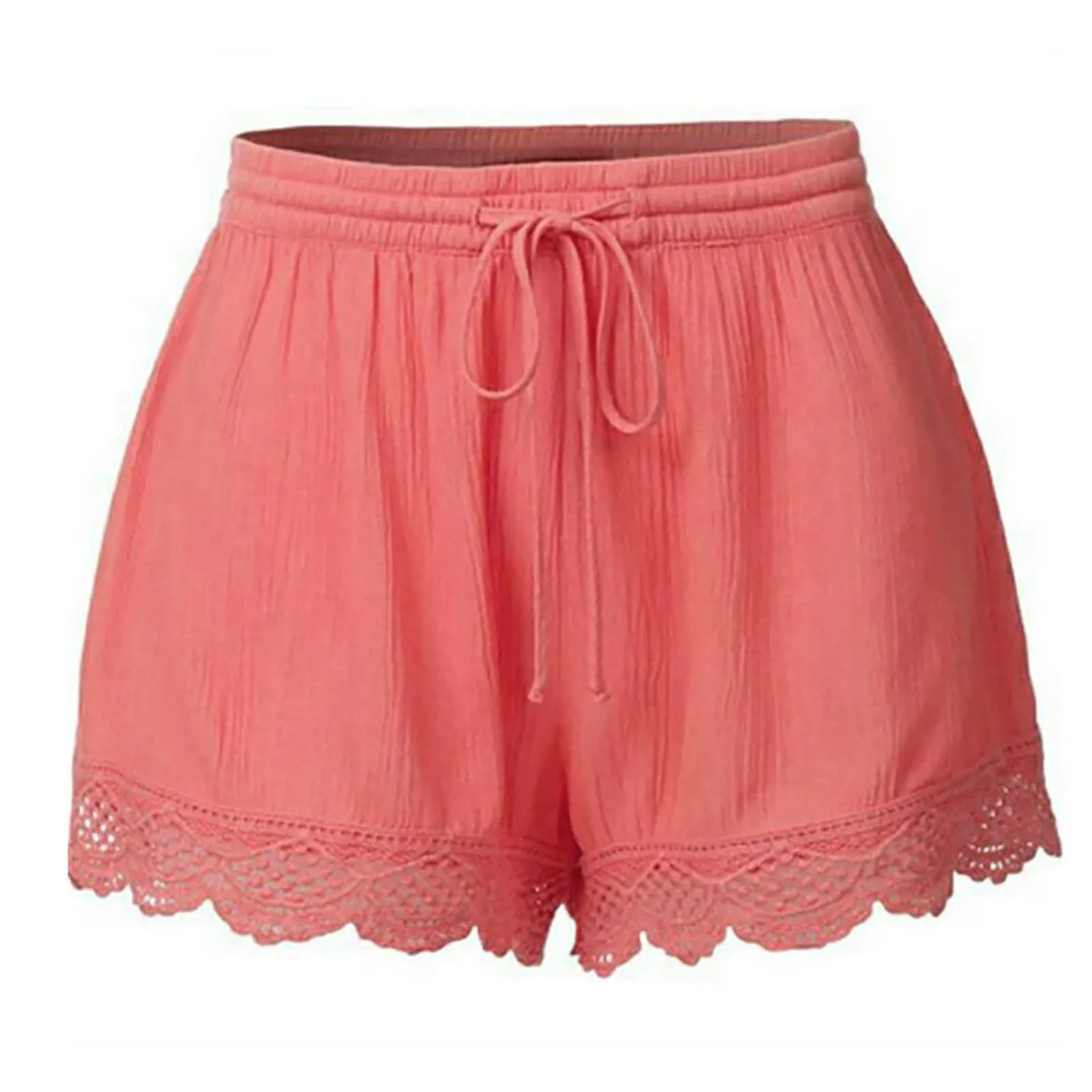 Women Lace Up Shorts Summer Casual Elastic Waist Wide Leg Sweat Fitness Running Short 2024 High Quality Thick Fabric Mini Shorts