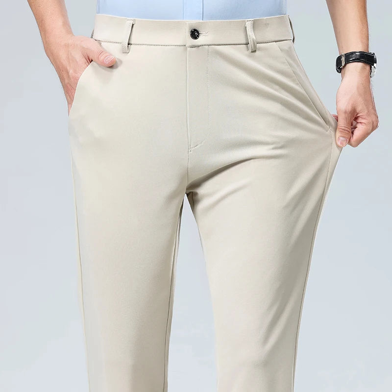 Spring Summer Mens Stretch Casual Pants Classic Business Dress Pants Khaki Suit Pants Formal Dress Pants Male Black Trousers