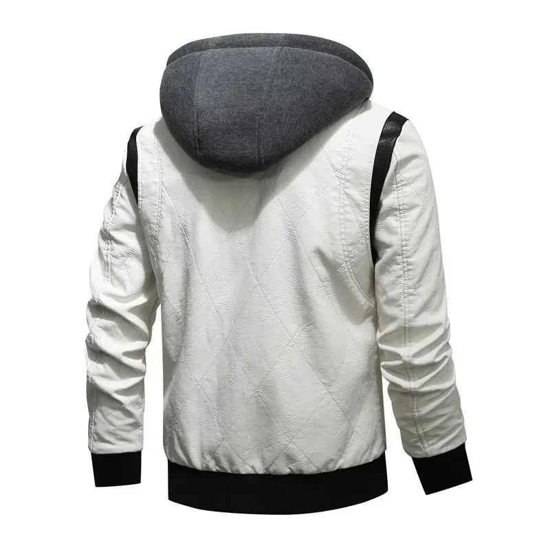 Ryan Gosling Drive Jacket Mens Winter Bomber Leather Jackets Men Scorpion Embroidery Hooded Jacket PU Leather Motorcycle Jacket
