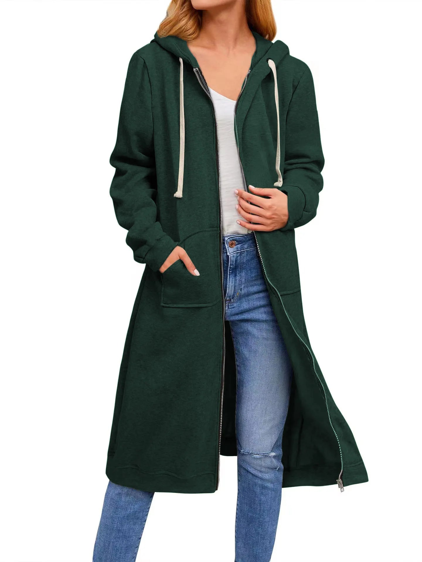 2024 Europe and the United States Amazon independent station autumn and winter cross-border new women's loose zip long cardigan