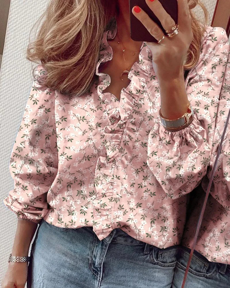 New long sleeved ruffled shirt for women's shirts in spring and summer
