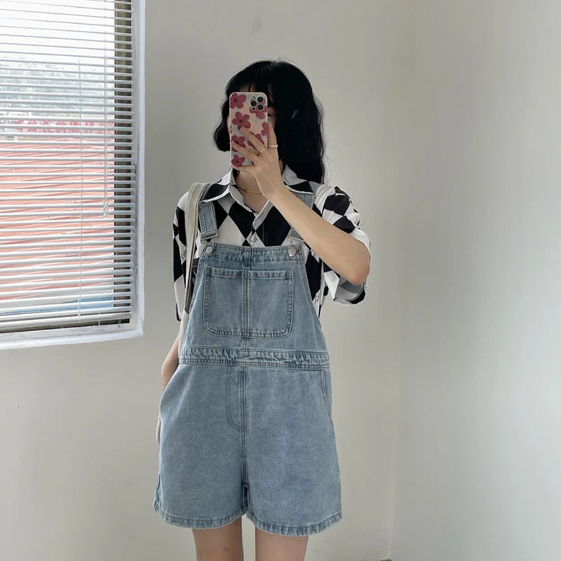 Blue Denim Shorts Female 2023 Summer Loose Wide Leg Shorts Korean Jumpsuit Shorts For Women