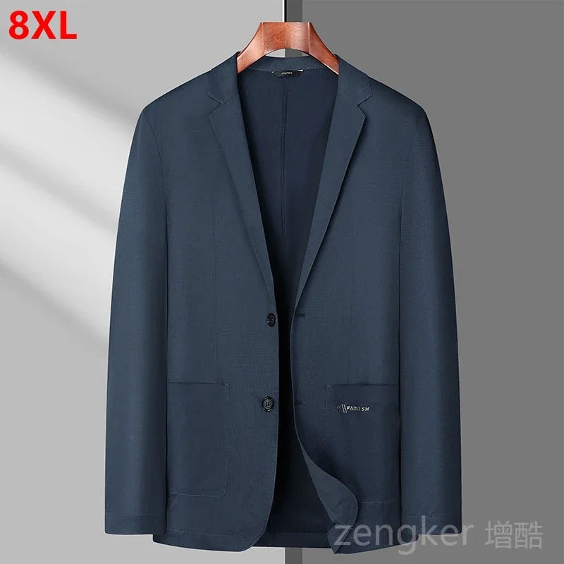 Summer Thin men blazer Ice Silk Breathable Stretch Casual Suit 7XL Plus Size Suit Jacket 8XL 6XL Lightweight blazers for men