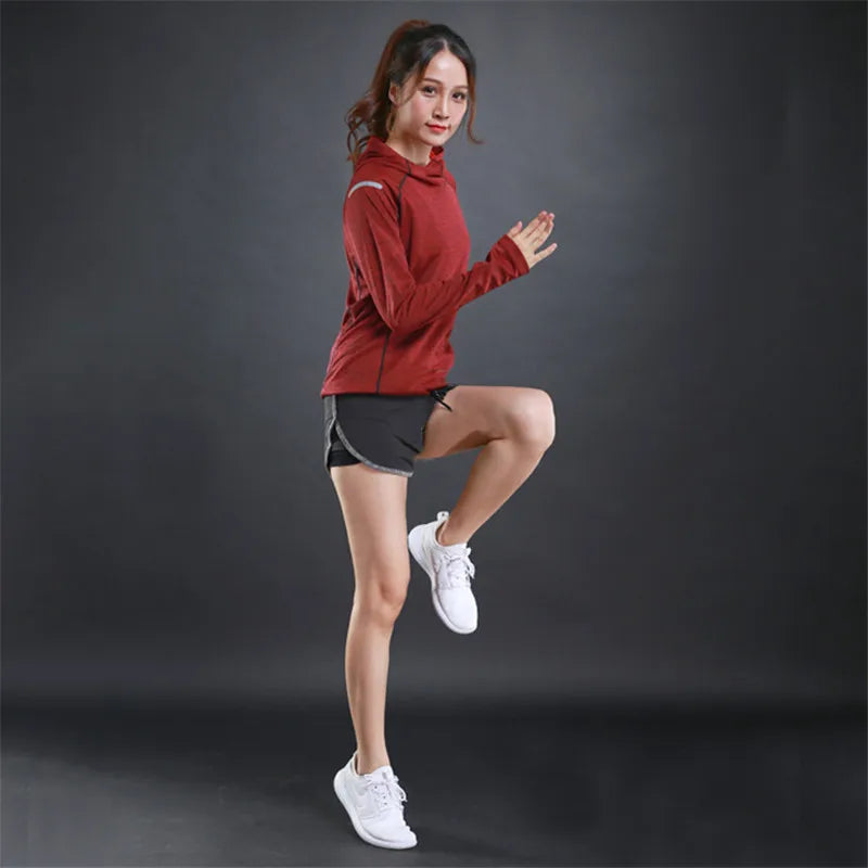 Women's Jacket Hoodies Long Sleeve T-shirts Running Training Clothes Quick Dry Breathable Sports T Shirt For Women