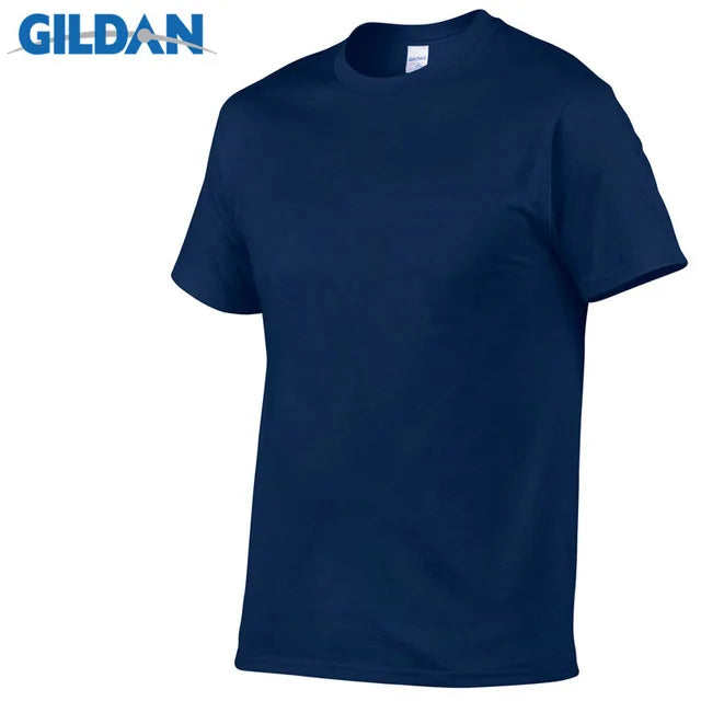 Gildan Brand Summer Casual T-Shirt Men's Short Sleeve Top 100% Cotton Solid Color Sweatshirt Comfortable Breathable Men Clothing