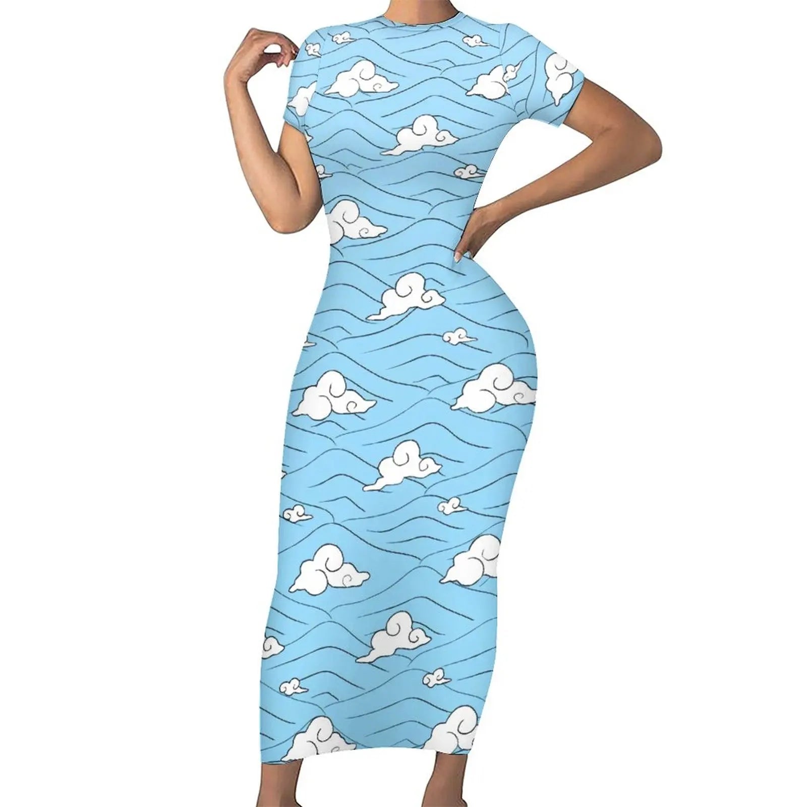 Nezuko Kamado Pink Bodycon Dress Woman Kimetsu No Yaiba Anime Demon Slayer Kawaii Maxi Dresses Holiday Aesthetic Print Dress