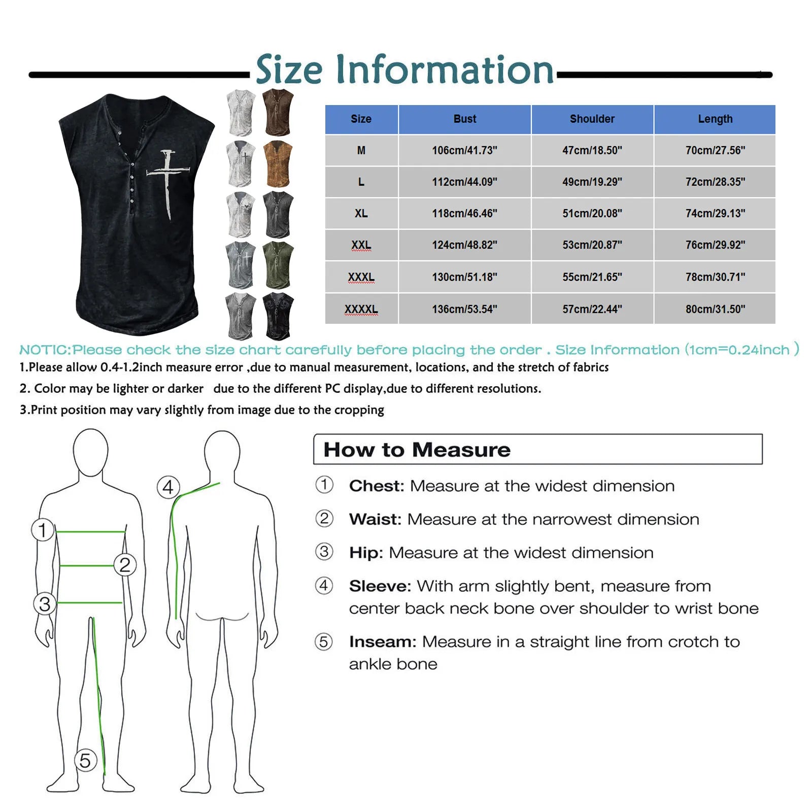 Men’s Summer Washed Fabric Surf Beach Cool Top Large Size Casual Breathable Sleeveless Top Loose Printed Tank Top With Buttons