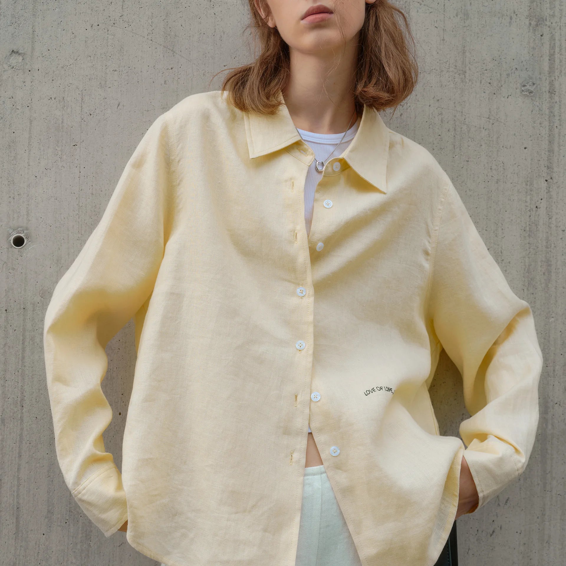 100% Linen Shirt Women 2025 Spring And Summer New Casual Lapel Sunscreen Cardigan Embroidery Long-Sleeved White Shirts