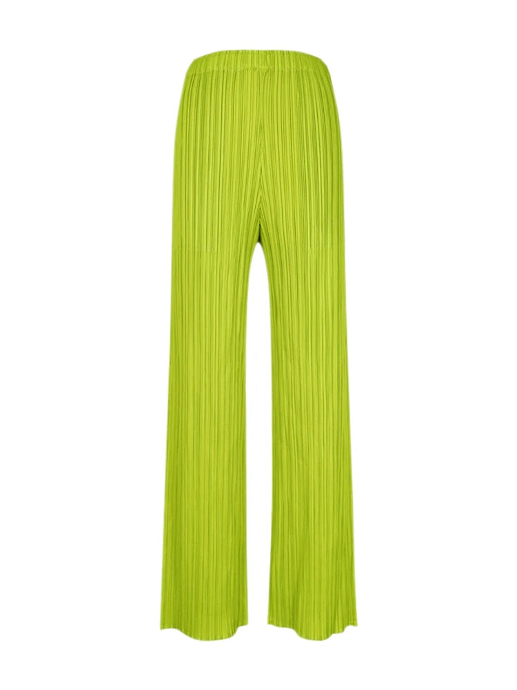 Spring Summer Autumn Women's Casual Elegant Miyake Designer Classical Loose Straight Pleated Pants High Waist Trousers In Stock