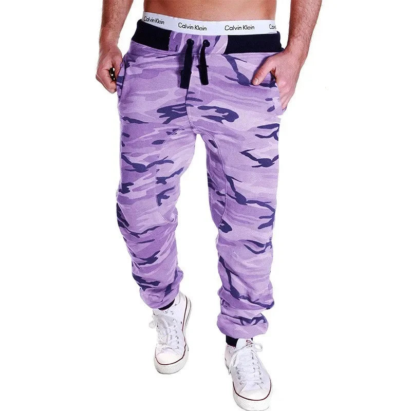 2023 new Running Sweatpants Men Camouflage Elasticity Cargo Pants Drawstring Multi Pockets Bottoms Casual Jogger Trousers