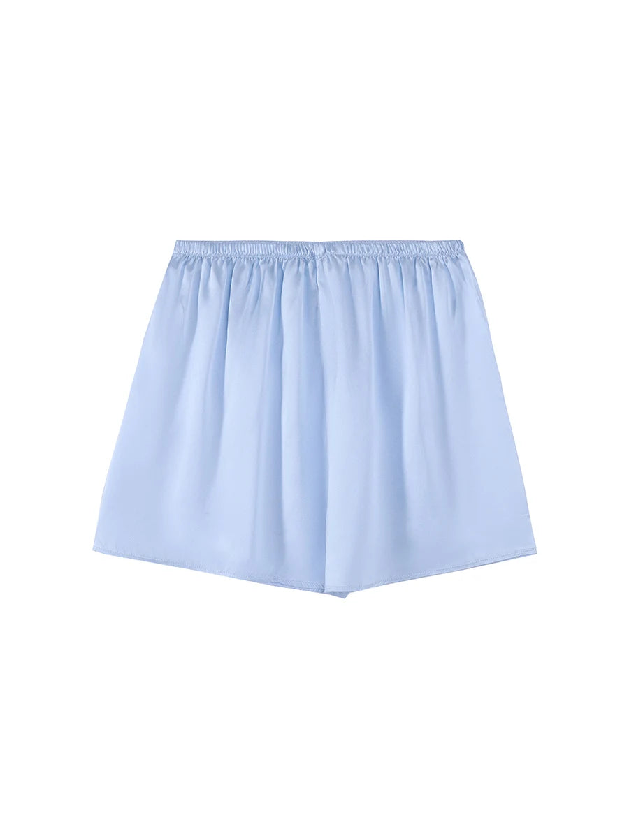 SuyaDream, Woman 100%Real Silk Shorts, 19mm, Elastic Waist, Comfortable Healthy Home Shorts, 2024 Spring Summer Pants, White